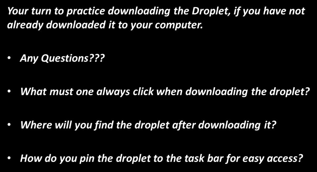 Downloading Droplet