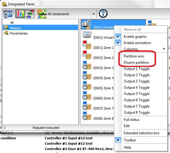 Operation tab and select the Integrated Panel button. a. If shown on the left pane, select the proper intrusion panel.