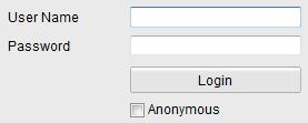 Figure 9-6 Login Interface with an Anonymous Checkbox 4. Check the checkbox of Anonymous and click Login.