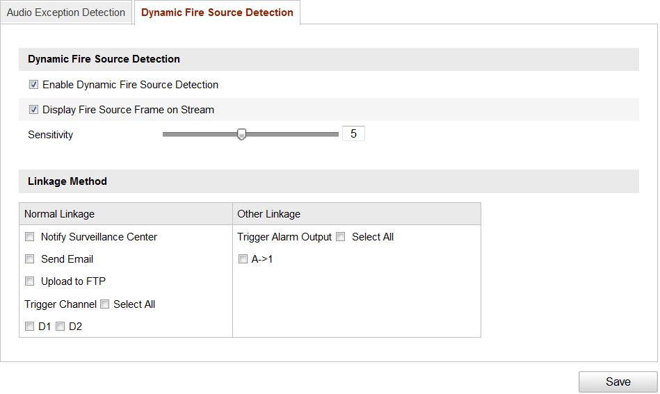 Figure 5-46 Configuring Dynamic Fire Source Detection 3. Check the checkbox of Display Fire Source Frame on Stream to display a red frame around the fire source on stream when fire occurs.