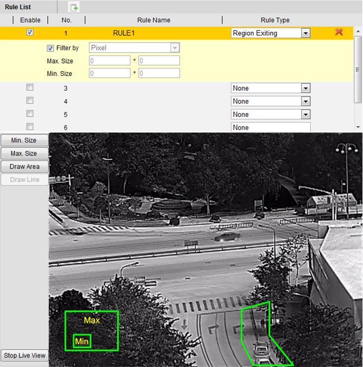Region Entrance detects people, vehicle or other objects which enter a pre-defined virtual region from the outside place, and some certain actions can be taken when the alarm is triggered.
