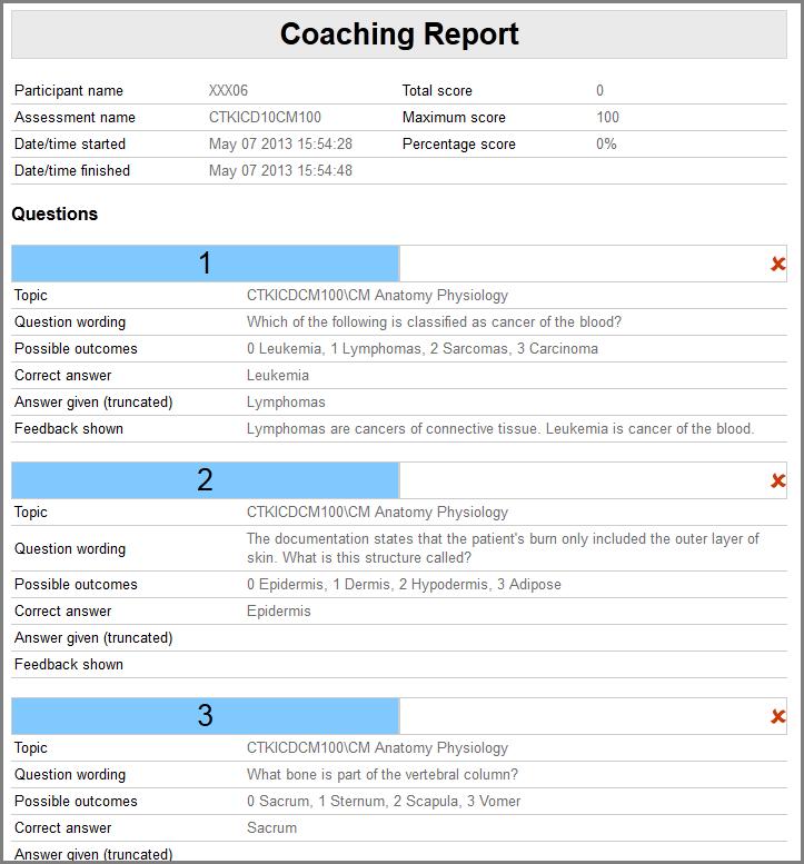 7 The Coaching Report starts with some summary information