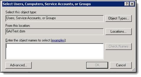 Enter the source account name in the Enter the object names to select field, and then click Check