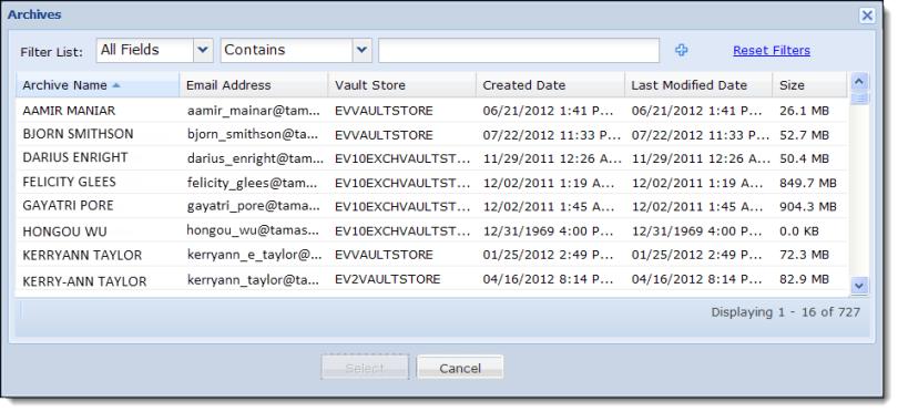 Creating and Managing Collections : Creating a Collection and Running Tasks PAGE: 99 From the Archives window, use the Email Address column to help you determine which specific, especially those very