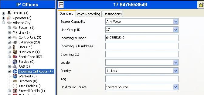 5.7. Incoming Call Route An incoming call route maps an inbound DID number on a specific line to an internal extension.
