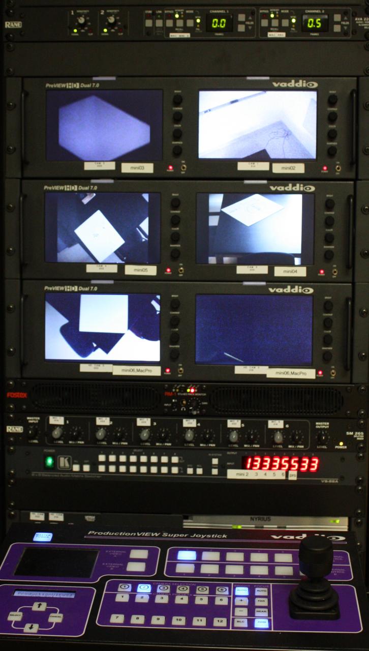 Matching Monitor to Camera Location Video Monitor Bank A bank of six video monitors displays the view of each camera.