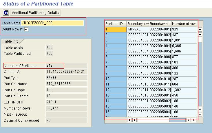 E Table Similarly you can see the partitions created for the PSA table and the Change log table. 2.4.