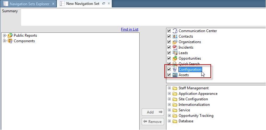 Chapter 2 within Service Cloud To create or edit the navigation set: 1. Select Navigation Sets from the Application Appearance menu under Configuration in the Navigation pane.