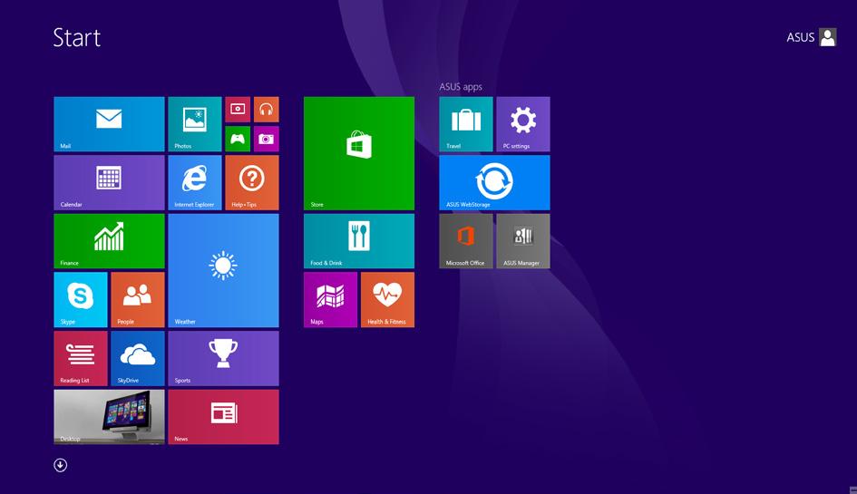 Windows naudotojo sąsaja Windows 8.1 turi piktogramomis pagrįstą vartotojo sąsają (VI), kuri suteikia jums galimybę tvarkyti Windows taikomąsias programas ir lengvai jas pasiekti iš pradžios ekrano.