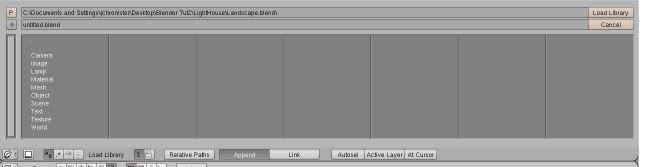Chapter 1- The Blender Interface The Append or Link Command When you need to insert elements from one Blender (.
