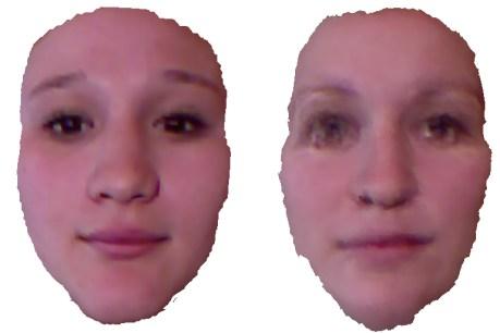 a) b) c) Figure 26: Approximation of new faces. Left: original scan. Right: Fitted model. a) and b) show good approximations; c) a failure case.