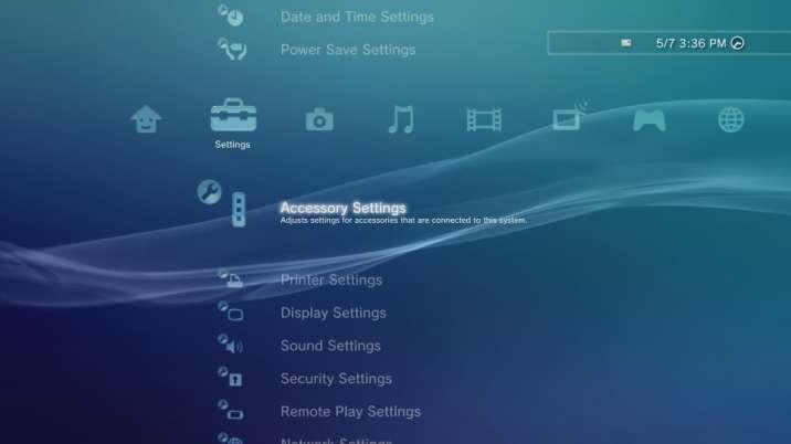 E PS3 console setting : 1 After power on PS3 console, select setting and choose