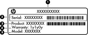 3 Illustrated parts catalog Service tag When ordering parts or requesting information, provide the computer serial number and model description provided on