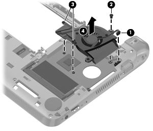 4. Remove the fan/heat sink assembly (4).