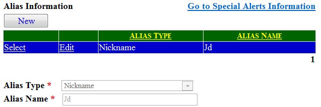 Alias Name: Enter the name or nickname provided.