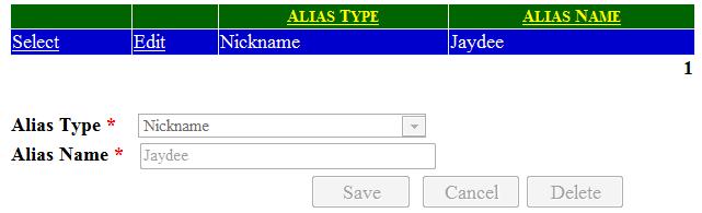 To edit current alias, click edit and make changes as required.