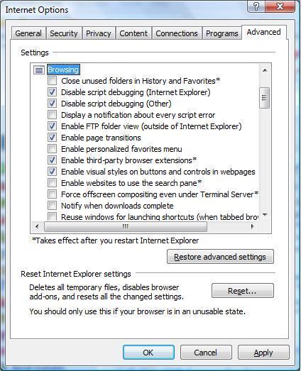Defining Advanced Internet Explorer Settings In addition to adding the URL as a trusted site, and allowing it under the Pop-up Blocker, there are some additional settings that must also be defined to