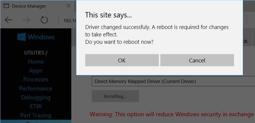 After that, reboot Windows 10 IoT Core.
