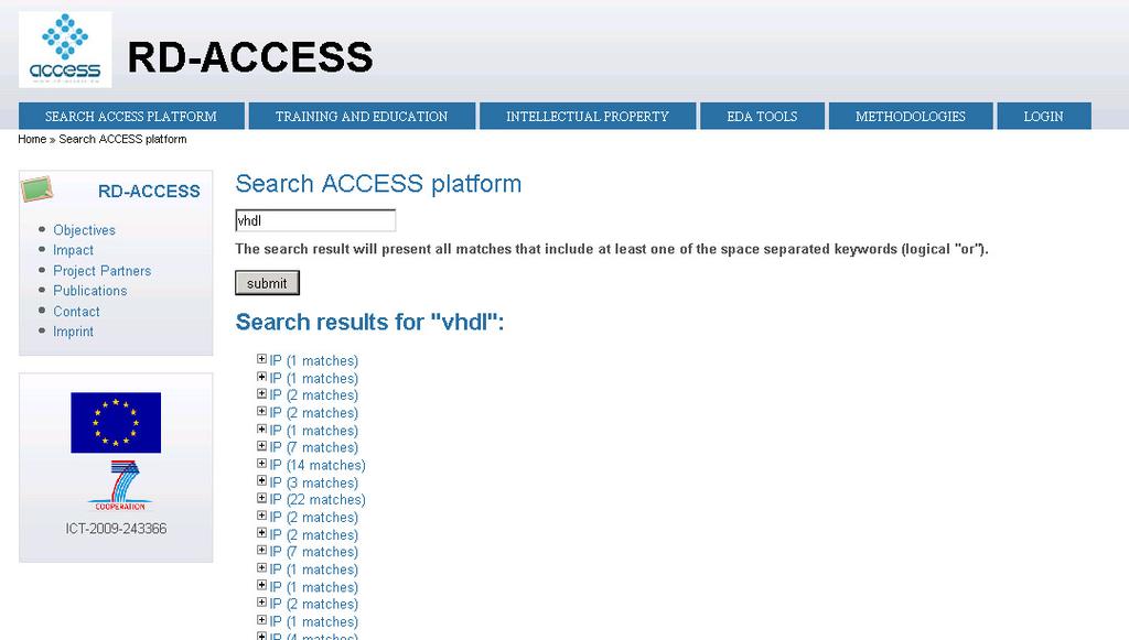 Figure 2: Search interface Users can refine the presented search result for each platform by choosing one of the transmitted refinement categories.