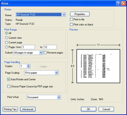 Print a PDF File 1. Open the file you wish to print. 2. Click File > Print. The Print window appears. 3.