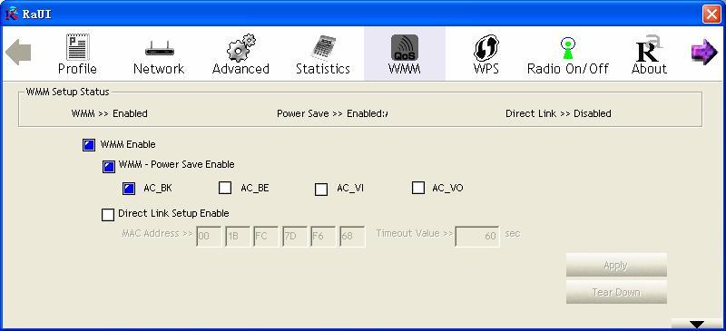 3.6.2 Start WMM Power Save Mode 1.Choose WMM -Power Save Enable shown as below, 2.