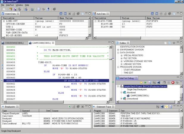 NEW CA INTERTEST GUI Figure A: The ew CA IterTest GUI provides a easy-to-use iterface for the traditioal maiframe user ad the ew geeratio of maiframe programmers.