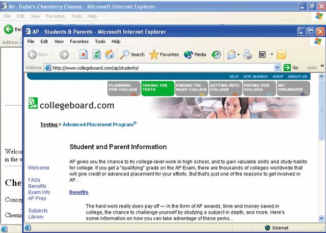 College Board AP Page Chemistry page remains open in the original browser window AP page in a separate browser window 37 Displaying Linked Documents in a New Window By default, each Web page you open