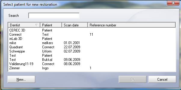 Select patient In the inlab software click the Next icon and select or create a