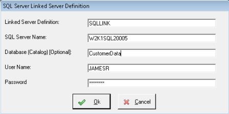 Source File User Name Password Type name of the SQL Server you wish to connect to. Type a valid login ID for the SQL server.