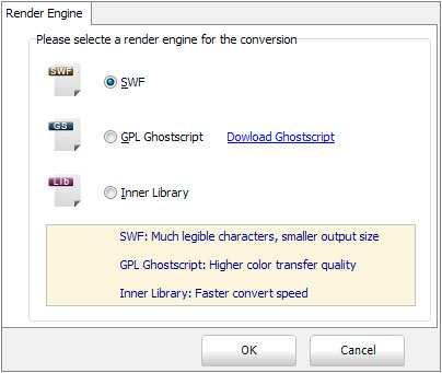 Click "Application" button to choose render engine for importing your Microsoft Word file.