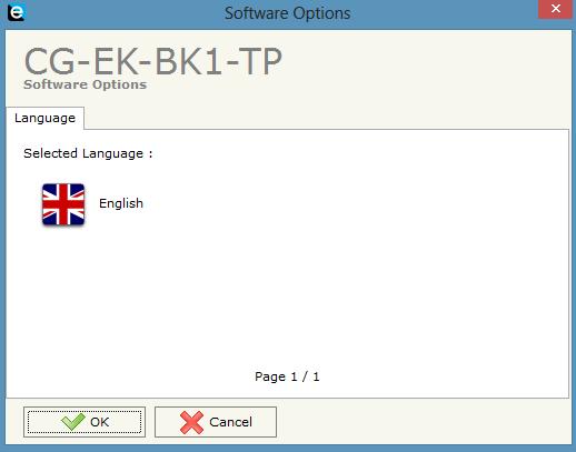 5.2 Software Options The Software Options form allows you to select a different language for