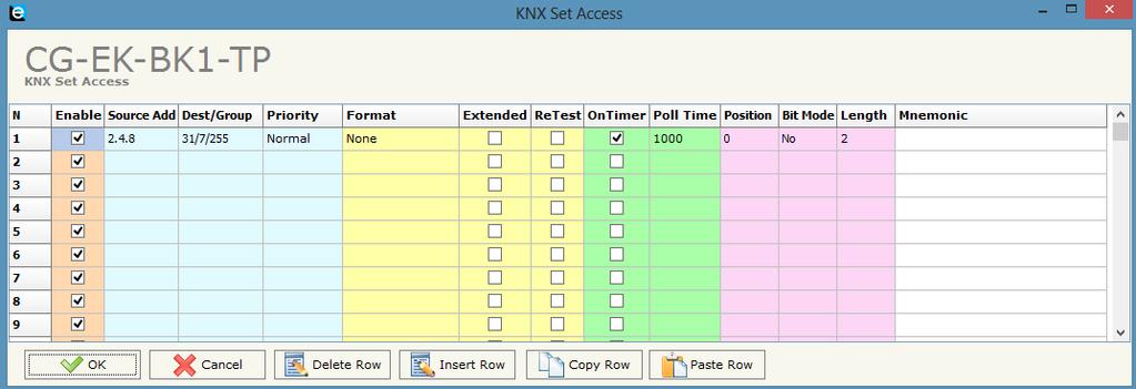 5.4 KNX communication object configuration In this section we define communication objects sent or acquired over the KNX network.