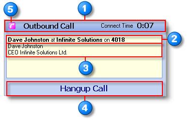 The Console Interface Active Calls Window The Active Calls window shows information about the current connected call. Item Description Call type and connect time.