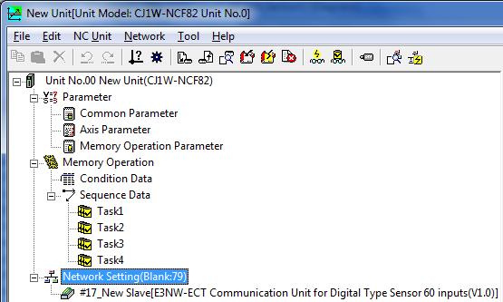 7 The PCU Setting Window is displayed. Select Network Setting from the project tree on the left side of the Window.