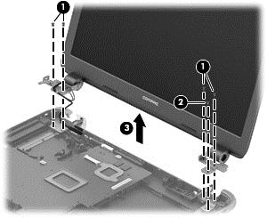 Failure to support the display assembly can result in damage to the display assembly and other computer components. 4. Remove the four Phillips PM2.5 5.