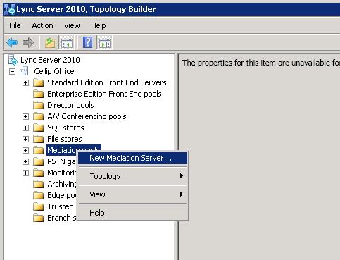 3/9 Lync Server 2010 Mediation Server Mediation servers are configured through the topology builder in