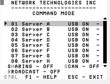 USER ACCESS FUNCTIONS Command Mode In order to control the switch with the keyboard, Command Mode must be enabled.