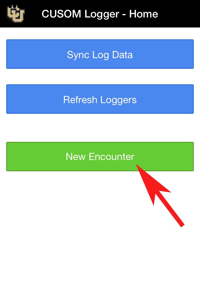 Now it is time to log! Tap New Encounter to get started. Select the course you are currently enrolled in. All of the courses are listed in alphabetical order.