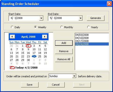 7 16 Chapter 7 Figure 7-11: Standing Order Scheduler Window This window contains the following settings Table 7-10: Standing Order Scheduler Window Settings Setting Start Date End Date Recurrence