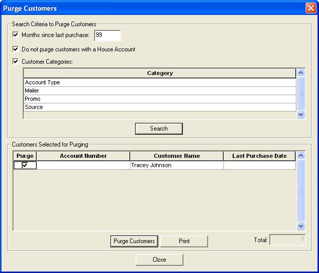 Customer Purge 7 39 NOTE You cannot delete customers that have active standing order templates on file.