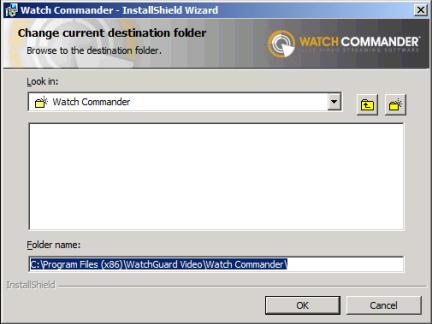 If you want to change the location where Watch Commander will be installed, click Change.