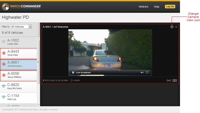 Viewing Live Video Streams Changing a live video stream's camera view If a vehicle has more than one camera view available (for example, front and cabin views), you can change the camera view that
