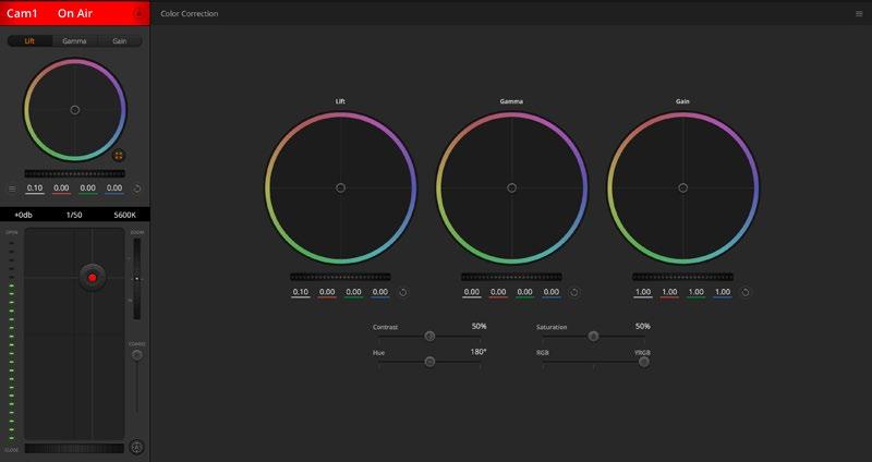DaVinci Resolve Primary Color Corrector If you have a color correction background, then you can change the camera control from a switcher style CCU interface to a user interface that s more like a