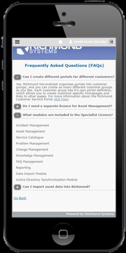 FAQs can be used and re-used on any pages, and can be inserted anywhere on the page.