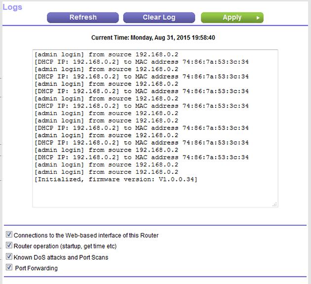 Manage the Activity Log The log is a detailed record of the websites that users on your network accessed or attempted to access and many other modem actions. Up to 256 entries are stored in the log.