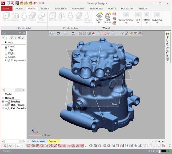 4: Model exported to Geomagic Design X 7.4.8 Export to SolidWorks Artec Studio allows you to