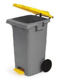 240 L Waste Container with Pedal and Wheels Manufactured in HDPE (high density polyethylene).
