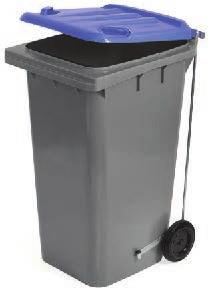 2014 80 L Waste Container with Pedal and Wheels Bottom, lid and pedal made of HDPE (high density polyethylene), pillar
