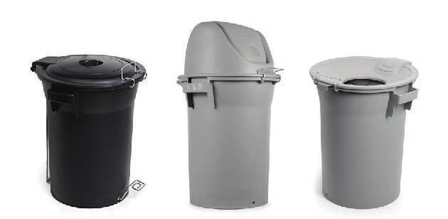 Capacity: 80 L H x W x D: 1020 x 520 x 540 mm Grey-shaded Bucket without Wheels and with Hinged Lid Lids available in yellow, 