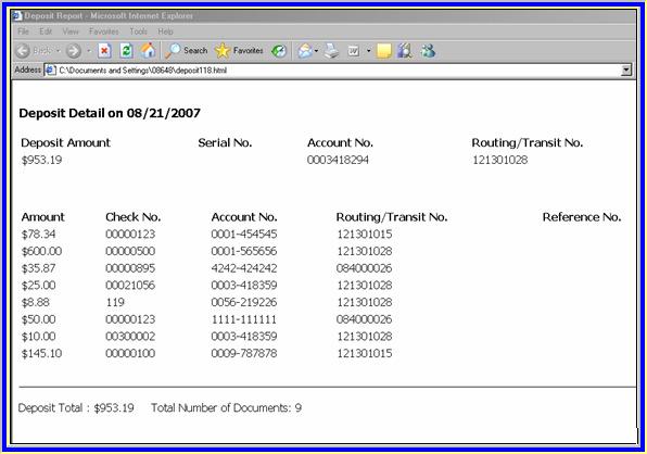 Introduction icapture Thin Client User s Guide 3.2.11.0 Deposit Reporting A Deposit Detail Report is automatically generated following each successfully transmitted deposit.